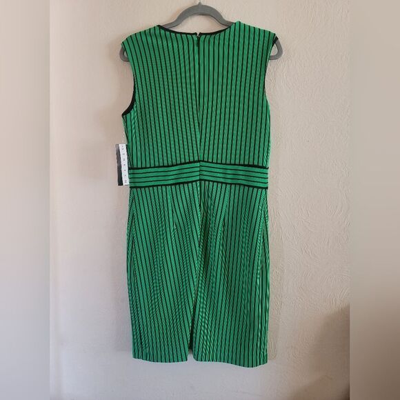 NWT - Peach Velvet Black and Green Striped Dress, Size‎ 10 - Picture 2 of 7